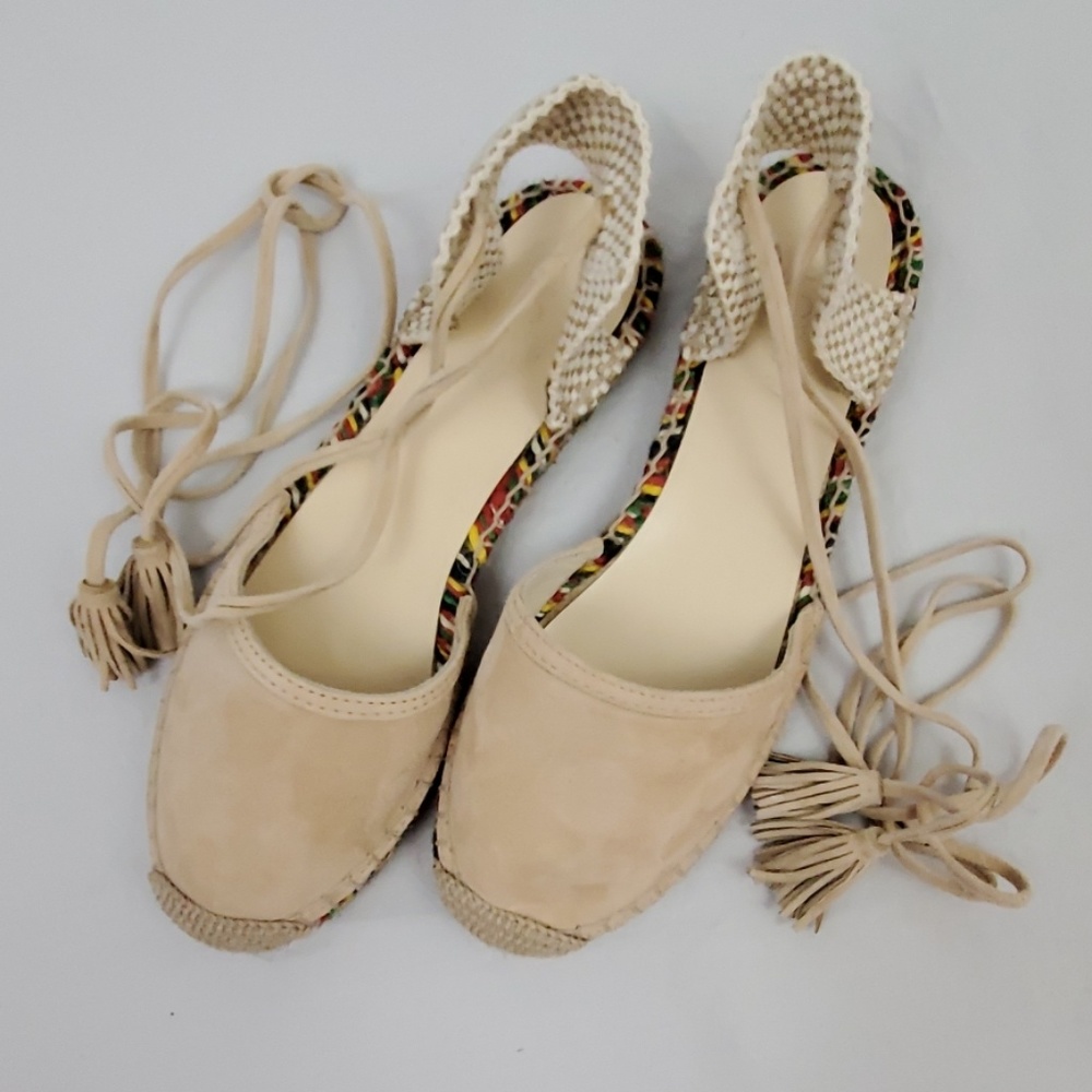J. Crew Baja Suede Espadrilles/Tan/Size: 6.5 (571)